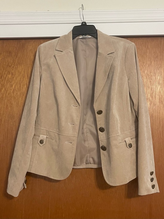 dressbarn Jackets & Blazers - dressbarn Taupe Suede Women's Blazer Jacket